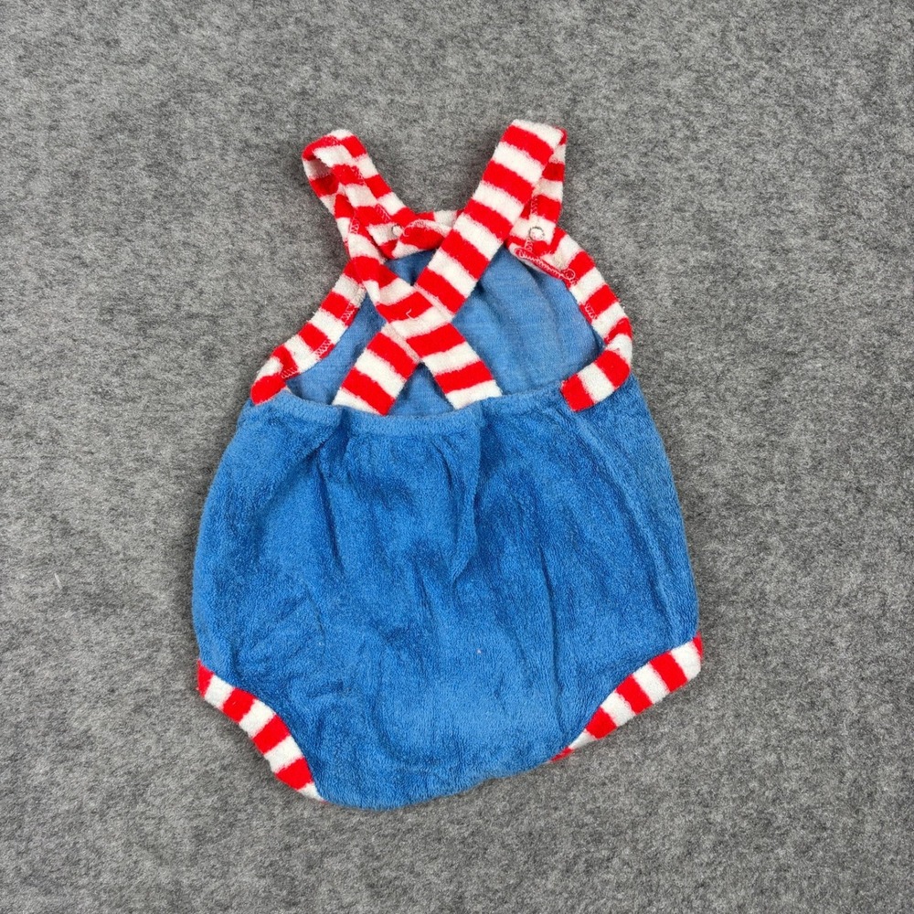 Babygro Romper Baby Medium Blue Red White Nautical Anchor Terry Cloth Sunsuit